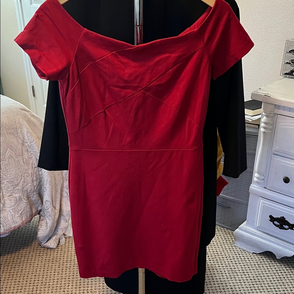 1. State Red Off-Shoulder Mini Dress